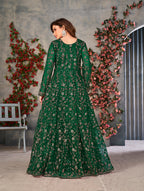 Monjolika Fashion Green Color Net Embroidered Anarkali Salwar Suit | Grocsy
