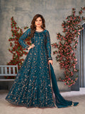 Monjolika Fashion Light Blue Color Net Embroidered Anarkali Salwar Suit | Grocsy