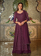 Monjolika Fashion Purple Color Georgette Anarkali Lehenga Style Suit | Grocsy