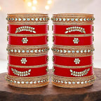 Tehzeeb Creations Bridal Bangle Set Red Designer Chura Wedding Punjabi Choora Fashion Jewellery Chuda For Women | Grocsy