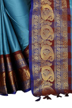 Vamika Banarasi Silk Blue Weaving Saree | Grocsy