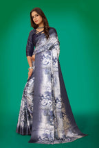 Aayaa Designer Printed Satin Saree - Multi Color | Grocsy