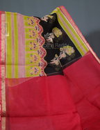 Shades of Black With Block Design Pure Kota Cotton Saree By Gayathri Reddy Designer Studio | Grocsy