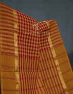 Mustard And Maroon Combo With Checks Pure Mangalgiri Cotton Saree By Gayathri Reddy Designer Studio | Grocsy