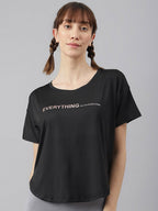 MKH Women Typography Printed Drop-Shoulder Sleeves Dri-FIT Sports T-shirt | Grocsy