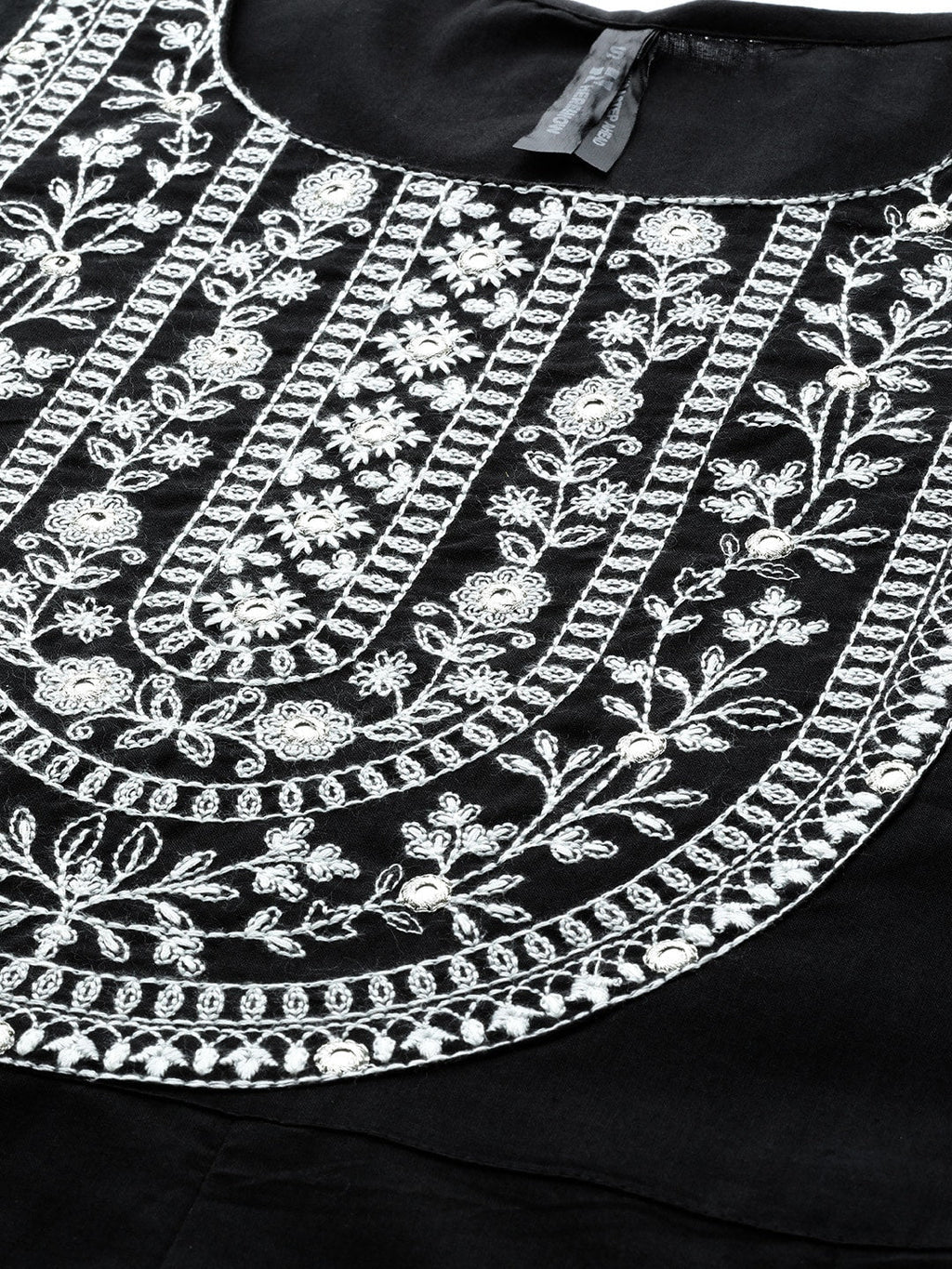 HERE&NOW Women Black Ethnic Motifs Embroidered Kurta with Trousers & With Dupatta | Grocsy
