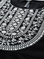 HERE&NOW Women Black Ethnic Motifs Embroidered Kurta with Trousers & With Dupatta | Grocsy
