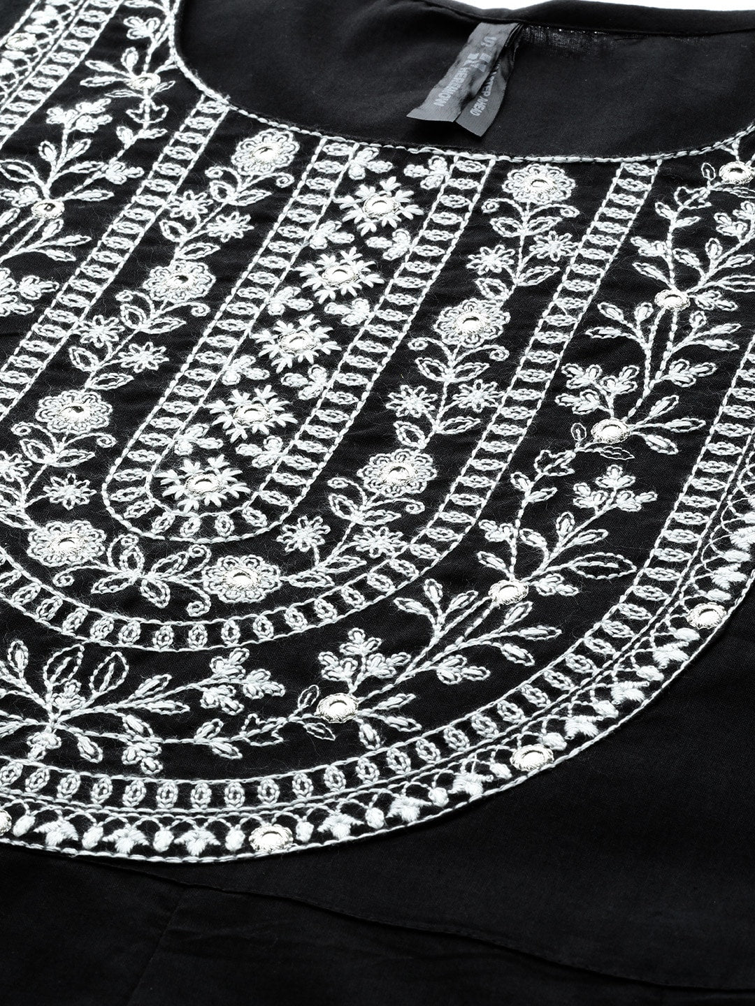 HERE&NOW Women Black Ethnic Motifs Embroidered Kurta with Trousers & With Dupatta | Grocsy
