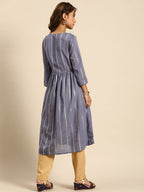 Sangria Women Jacquard Chanderi Silk Anarkali Kurta | Grocsy