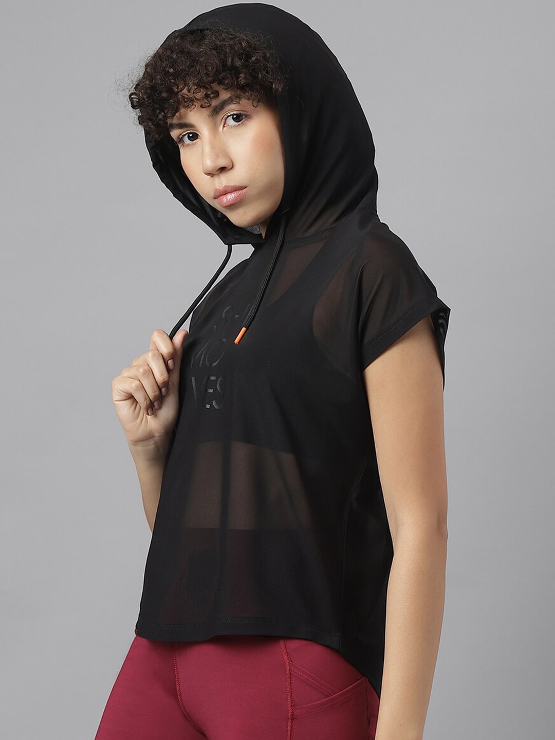 MKH Typography Printed Dri-FIT Hooded Relaxed Fit T-shirt | Grocsy