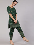 Aks Ethnic Motifs Printed Regular Kurta with Trousers | Grocsy