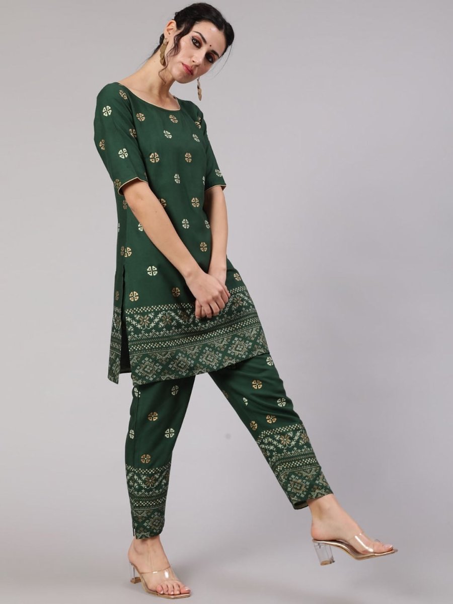 Aks Ethnic Motifs Printed Regular Kurta with Trousers | Grocsy