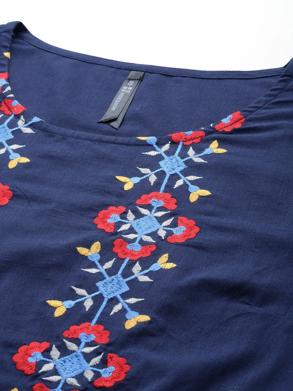 HERE&NOW Yoke Design Thread Work Cotton Kurta | Grocsy