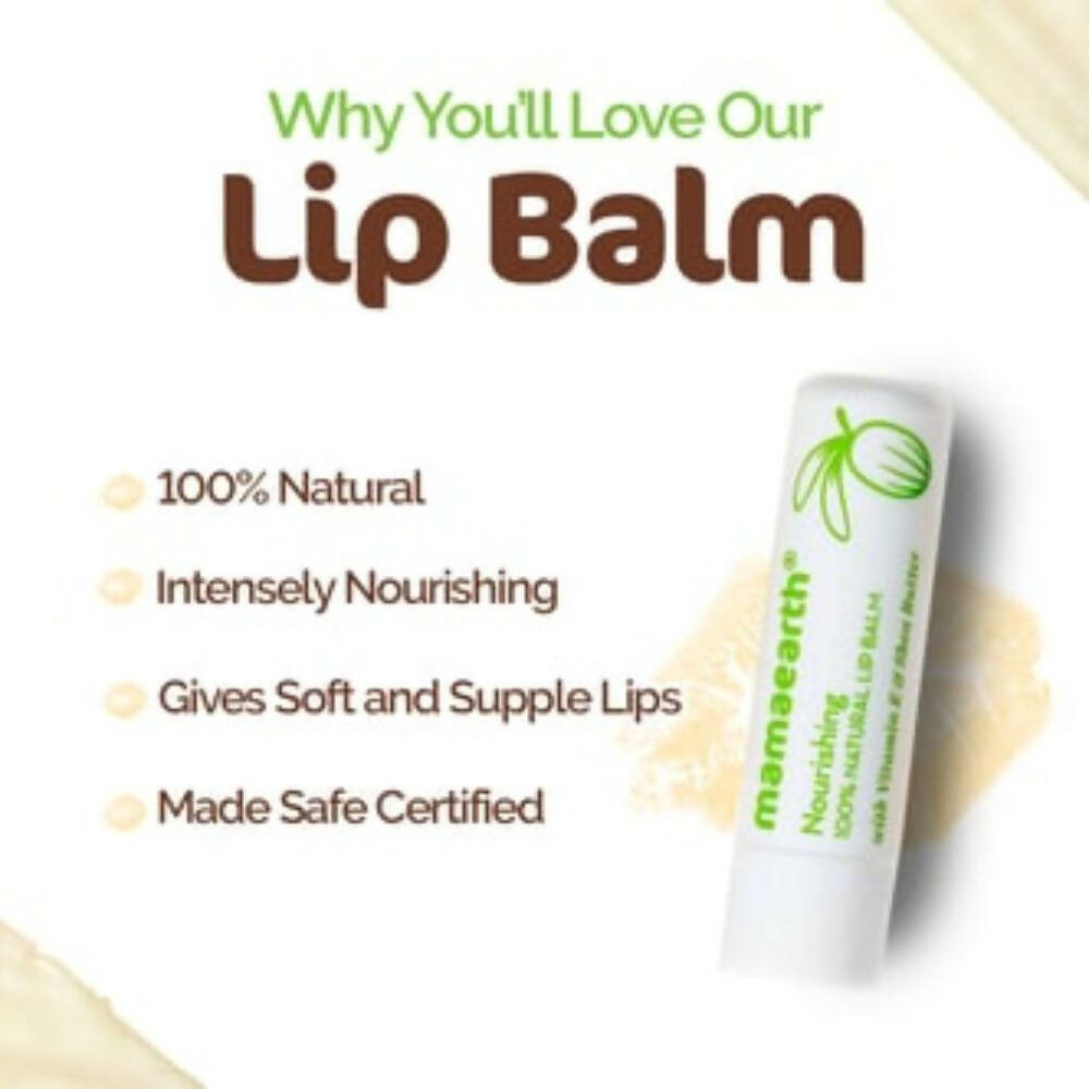 Mamaearth Nourishing 100% Natural Lip Balm With Vitamin E & Shea Butter | Grocsy