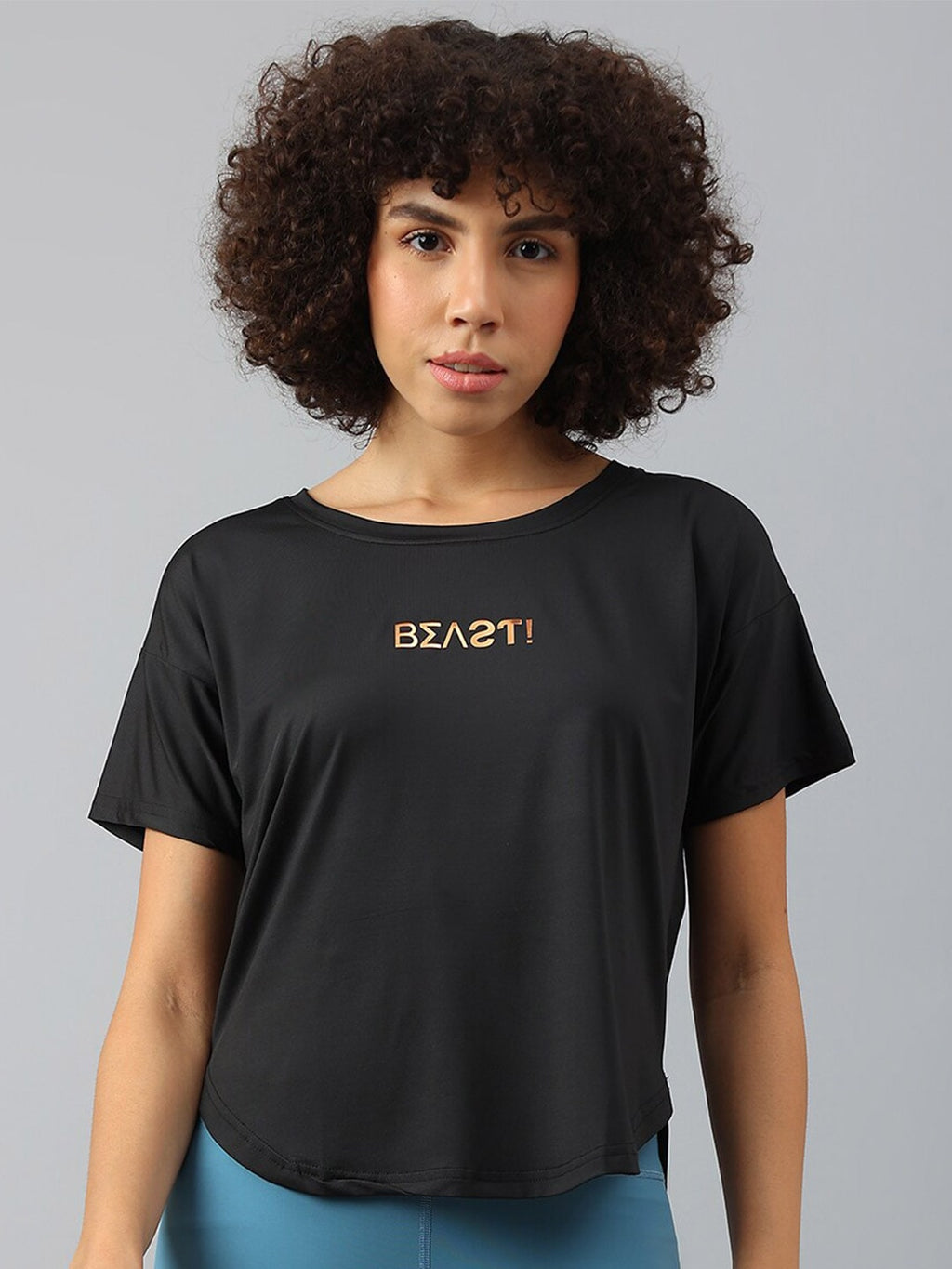 MKH Women Typography Drop-Shoulder Sleeves Dri-FIT Sports T-shirt | Grocsy