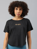 MKH Women Typography Drop-Shoulder Sleeves Dri-FIT Sports T-shirt | Grocsy