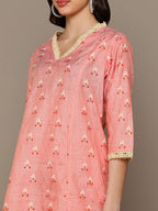 HERE&NOW Orange Floral Printed A-Line Kurta Set | Grocsy