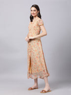 Souchii Women Grey Floral Printed Chiffon A-Line Dress | Grocsy