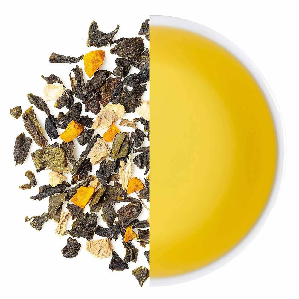 Teabox Organic Turmeric Ginger Tulsi Green Tea Loose Leaves | Grocsy