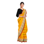 Exclusive Collection 100% Pure Cotton Yellow Tant Saree With Hand Weaving Work | Grocsy