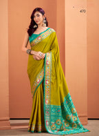 Anaita Mustard Silk Zari Weaving With Classic Patola Saree With Blouse | Grocsy