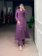 Lorenvalley Fashion Purple Soft N.V Herry Fabric With A Refined Plain Finish Designed Straight Cut Suit | Grocsy