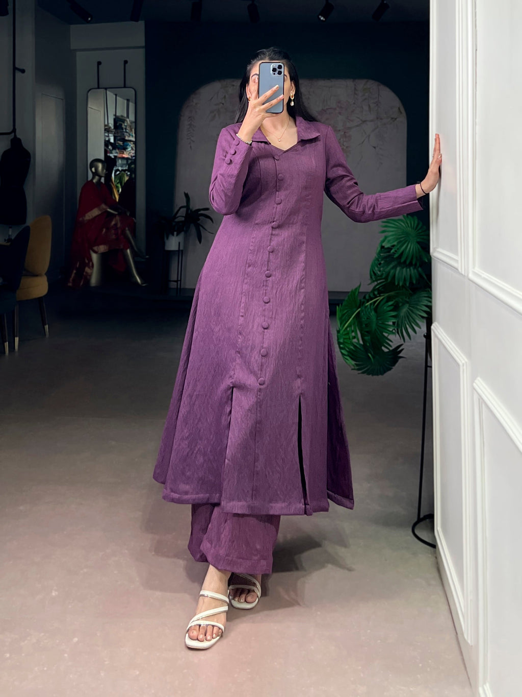 Lorenvalley Fashion Purple Soft N.V Herry Fabric With A Refined Plain Finish Designed Straight Cut Suit | Grocsy