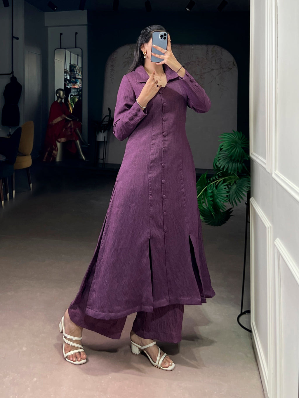 Lorenvalley Fashion Purple Soft N.V Herry Fabric With A Refined Plain Finish Designed Straight Cut Suit | Grocsy