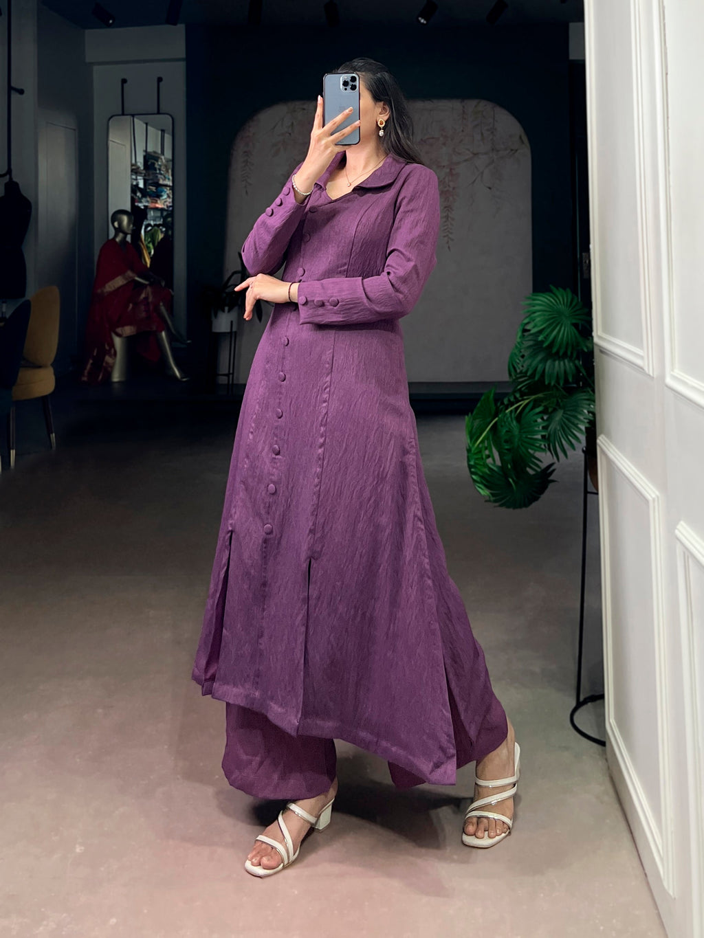 Lorenvalley Fashion Purple Soft N.V Herry Fabric With A Refined Plain Finish Designed Straight Cut Suit | Grocsy