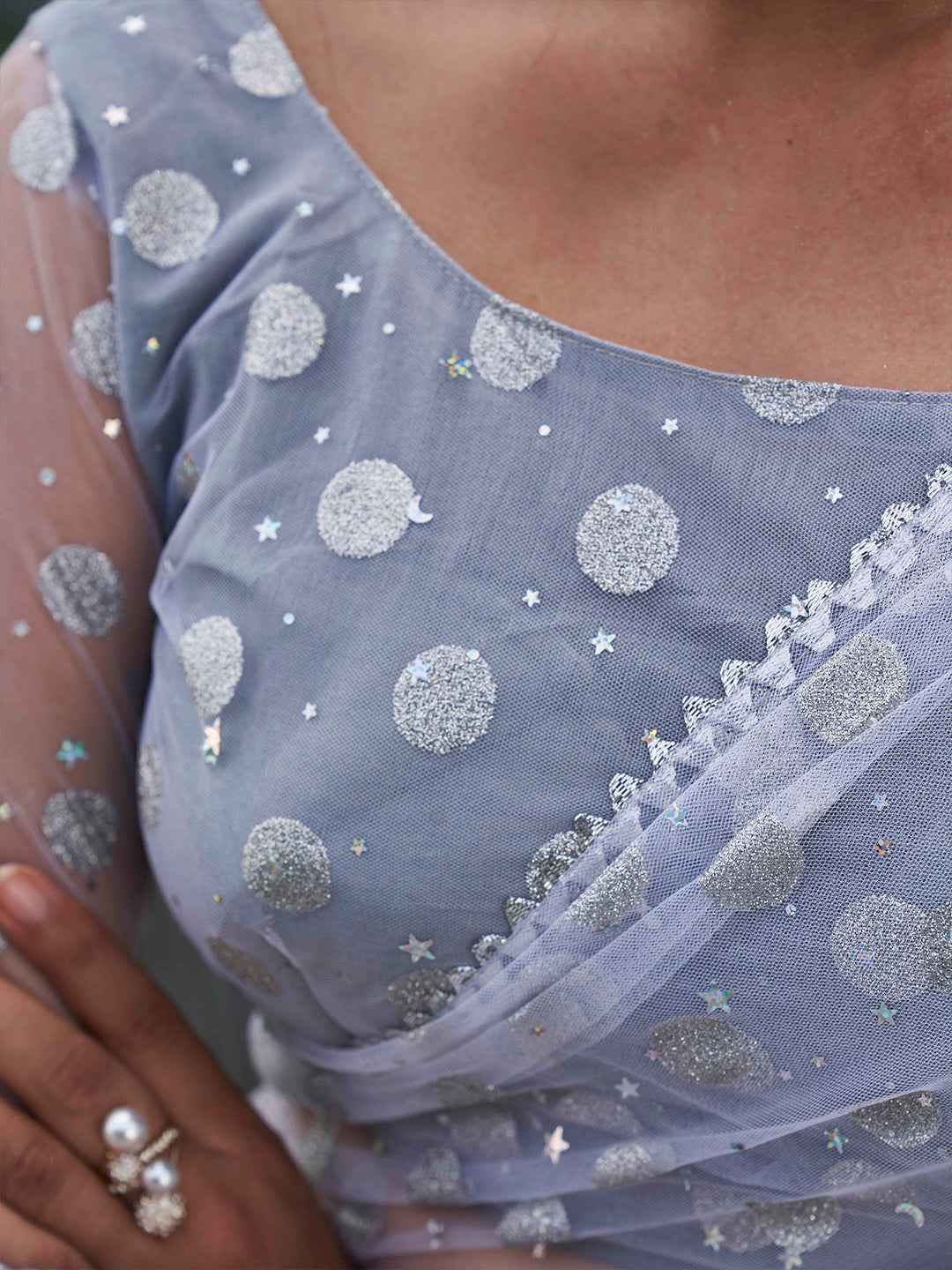 Tikhi Imli Embellished Net Saree | Grocsy