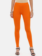 Souchii Orange Solid Slim-Fit Ankle-Length Leggings | Grocsy