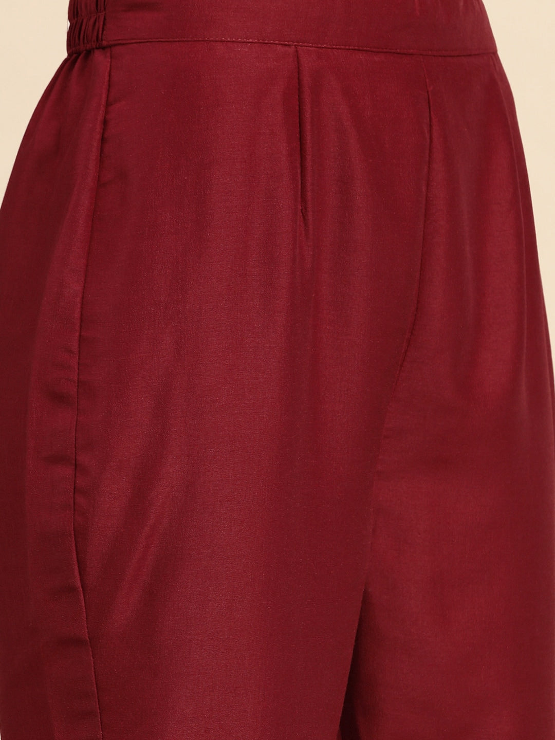 Sangria Women Red Ethnic Motifs Embroidered Pure Cotton Kurta with Trousers & With Dupatta | Grocsy
