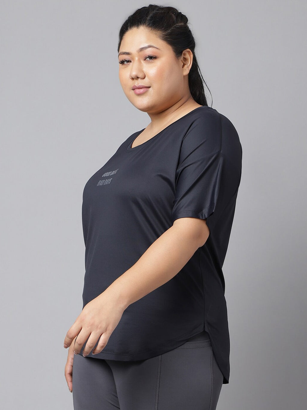 MKH Plus Size Typography Printed Dri-FIT Sports T-Shirt | Grocsy