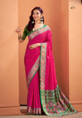Anaita Magenta Silk Zari Weaving With Classic Patola Saree With Blouse | Grocsy