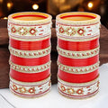 Tehzeeb Creations Bridal Bangle Set Designer Red Color Chuda Dulhan Punjabi Choora Fashion Wedding Chura for Women | Grocsy