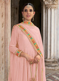 Monjolika Fashion Light Pink Color Georgette Embroidered Floor Length Anarkali Suit | Grocsy