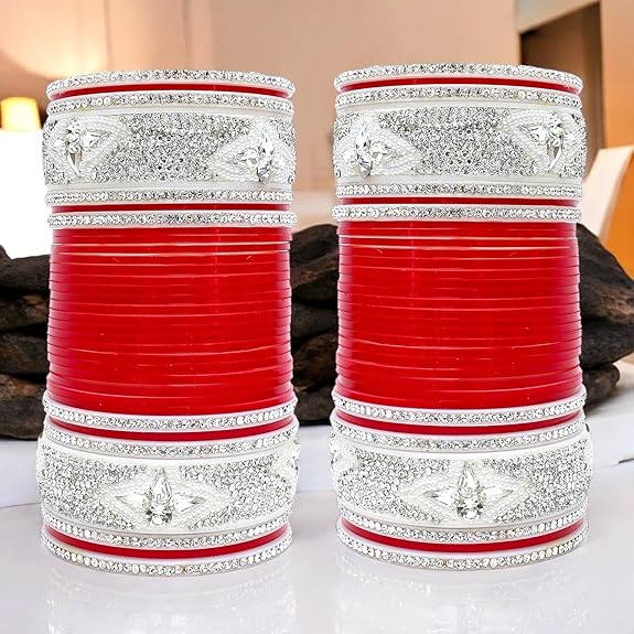 Tehzeeb Creations Designer Red Color Bridal Dulhan Punjabi Choora Wedding Chura, Chuda for Womens & Girls | Grocsy