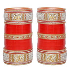 Tehzeeb Creations Bridal Bangle Set Designer Red Color Punjabi Choora Wedding Chura, Chuda for Womens | Grocsy