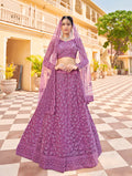 Monjolika Fashion Pink Color Net Zarkhan Work Heavy Lehenga Choli | Grocsy
