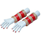 Tehzeeb Creations Bridal Bangle Set Red Golden & White Stone Chura Designer Fashion Choora Punjabi Chuda Set | Grocsy