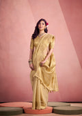 Anaita Beige Silk Tissue Zari Weaving Work Saree With Blouse Piece | Grocsy
