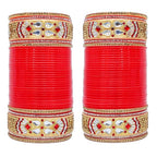 Tehzeeb Creations Bridal Bangle Set Designer Golden White & Red Stone Chuda Dulhan Wedding Choora Fashion Chura For Women | Grocsy