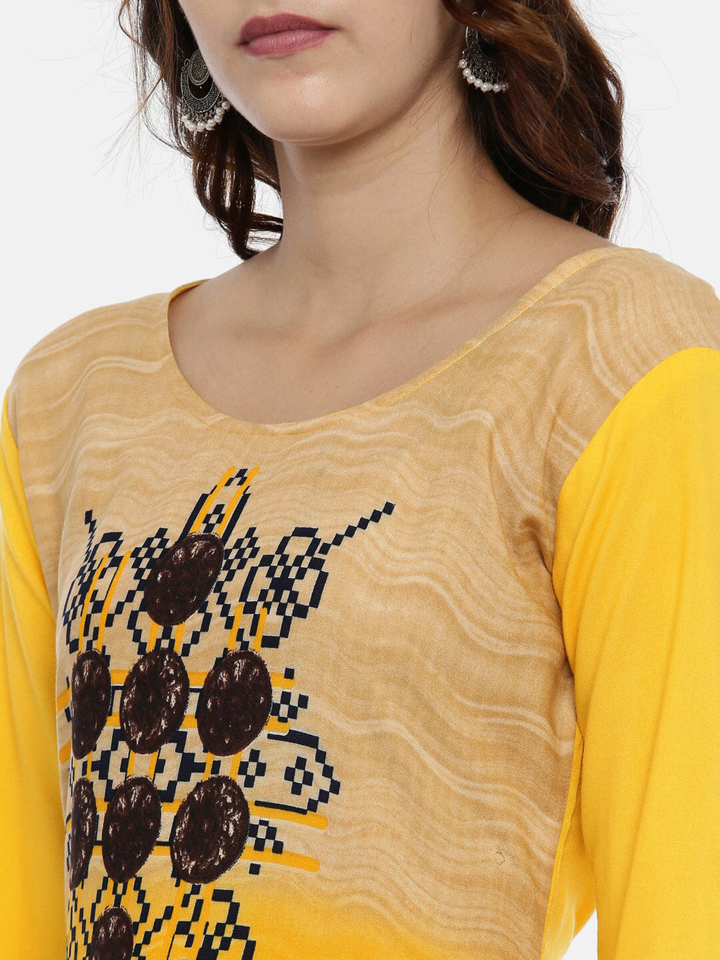Souchii Women Yellow & Orange Quirky Printed Kurta | Grocsy