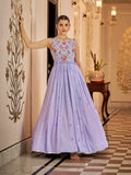 Myra Lavender Georgette Embroidered Gown | Grocsy