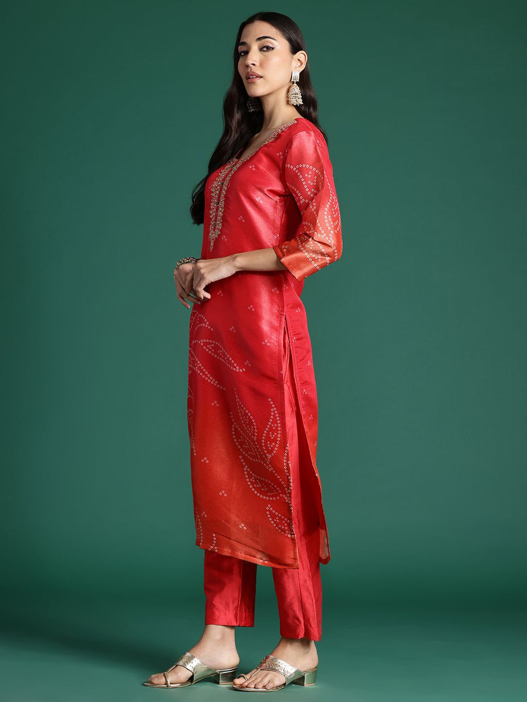 Indo Era Ethnic Motifs Printed Zari Kurta with Trousers & With Dupatta | Grocsy