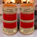 Tehzeeb Creations Bridal Bangle Set Red Designer Chura Wedding Punjabi Choora Fashion Jewellery Chuda Set for Women | Grocsy
