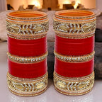 Tehzeeb Creations Bridal Bangle Set Red Designer Chura Wedding Punjabi Choora Fashion Jewellery Chuda Set for Women | Grocsy