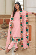 Monjolika Fashion Light Pink Embroidered Georgette Churidar Salwar Suit | Grocsy