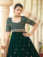 Myra Green Georgette Embroidered Gown | Grocsy