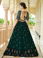 Myra Green Georgette Embroidered Gown | Grocsy